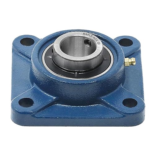 MAPLE ACE UCF207-22 Square Flange Bearing 1-3/8' Bore, 4-Bolt Self-Aligning, Solid Base, Heavy Duty (Qty 2) - Poueer