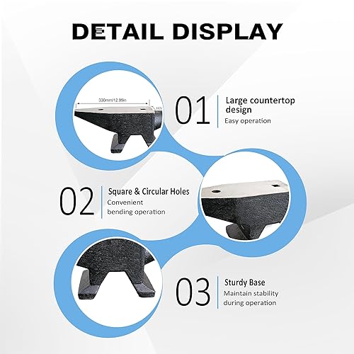 Heavy Duty Cast Steel Anvil with Round/Square Hole Large Countertop 88lb Horn Anvil Blacksmithing Metalsmith Tool Kit Stand Included - Poueer