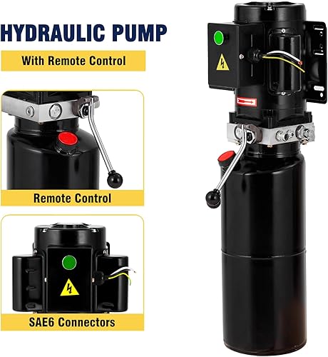 Hydraulic Power Unit, 12V 13 Quart Hydraulic Pump, Single Acting Hydraulic Power, Dump Trailer Pump with 12L Steel Tank, Car Lift Hydraulic Power Unit Fir Auto Repair - Poueer