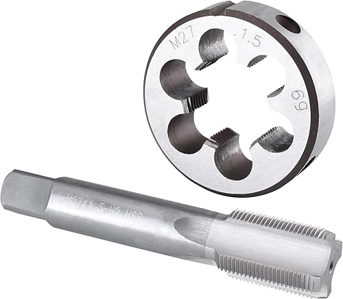 Burkit M27 X 2 Tap and Die Set, M27 x 2.0 Machine Thread Tap and Round Die Right Hand - Poueer