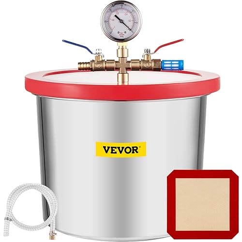VEVOR Vacuum Chamber, 2 Gallon Vacuum Chamber for Resin, Stainless Steel Degassing Chamber with Acrylic Lid, 7.6L, Vacuum Gauge Included - Poueer