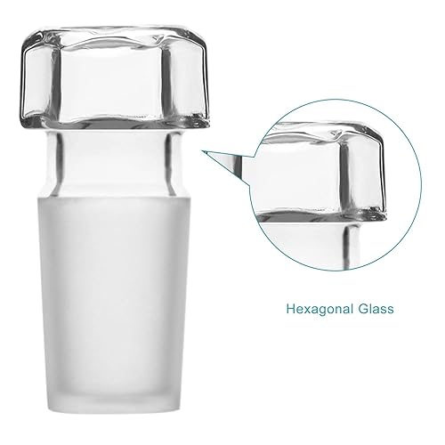 stonylab Glass Hex Head Hollow Glass Stopper, Hexagonal Head Glass Hollow Stopper for 24/40 Outer Joint Glass with Closed Bottom (5 Packs) - Poueer
